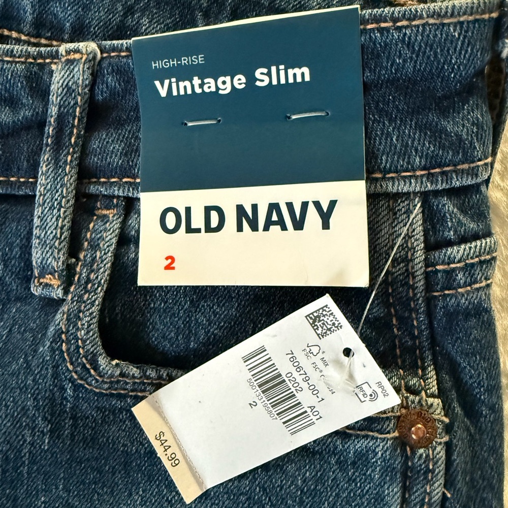NWT Old Navy High Rise Vintage Slim Dark Blue Jeans - Picture 7 of 7